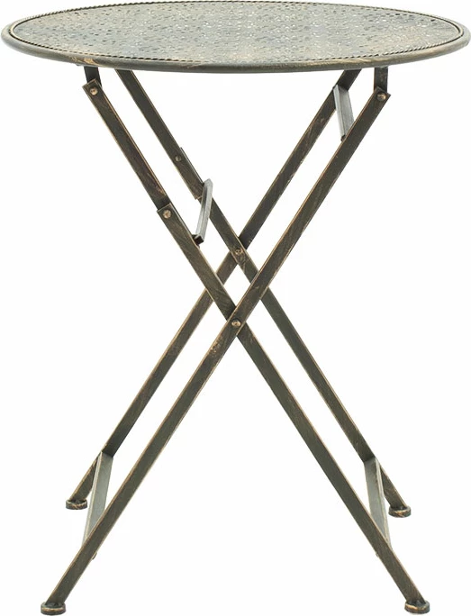 Set tavoline me karrige Drill 3 copë, ngjyrë bakri antike, metal