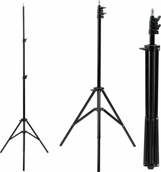 Tripod Maclean MC-163, lartësi deri 200 cm, ngarkesë 3 kg, i palosshëm, i zi