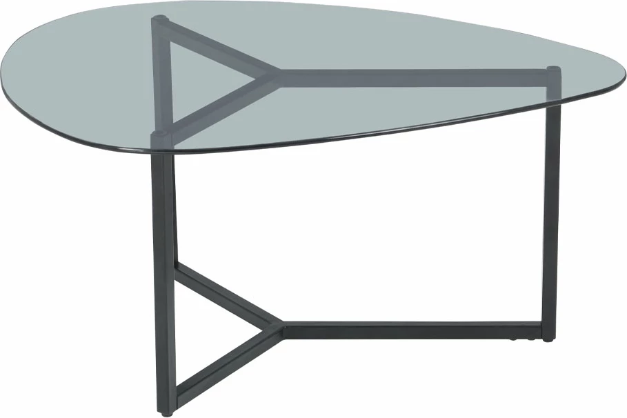 Set tavolinash kafeje Rocks, 2 copë, xham transparent-fume, këmbë të zeza, 82x59x40cm