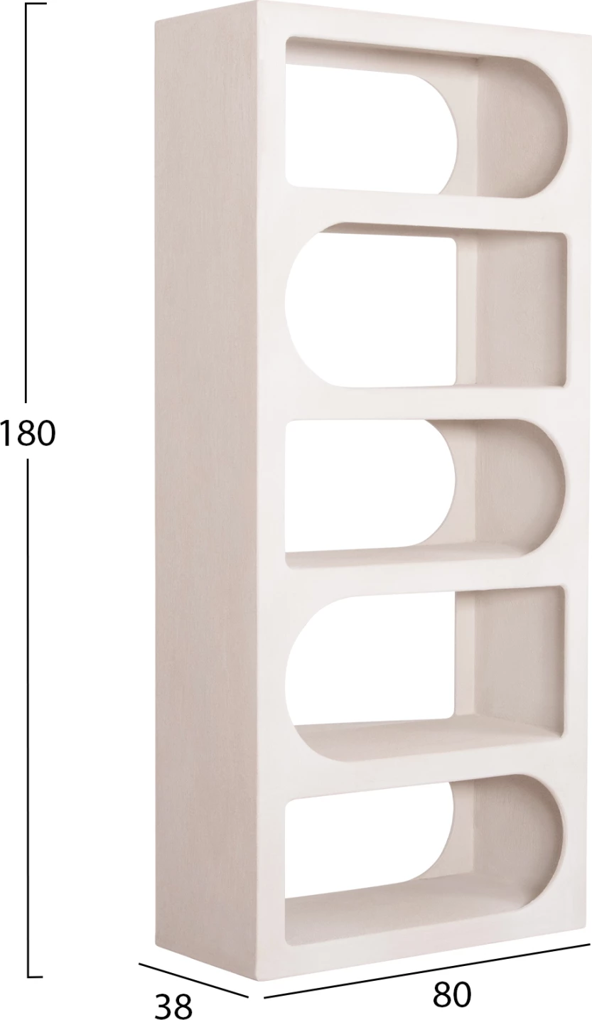 Raft librash SANTORINI FH18062 MDF ngjyrë e bardhë 80x38x180H cm.