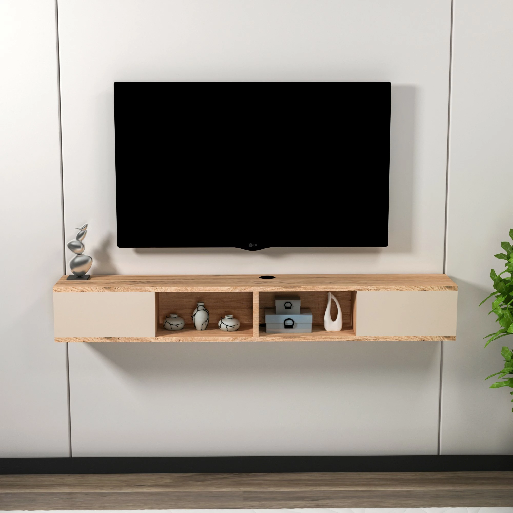 Komodë TV Hanah Home Mayer, ngjyrë Atlantic Pine, bezhë