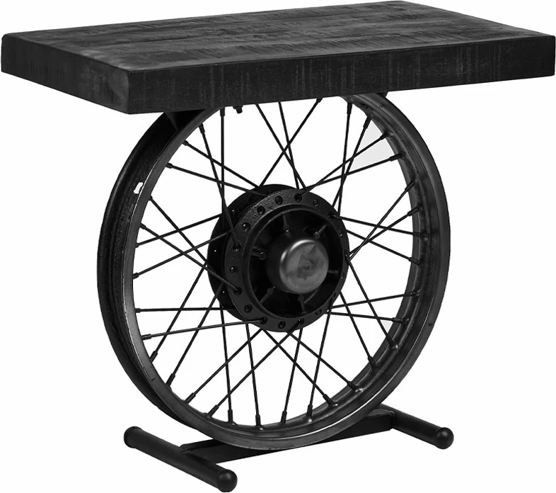 Tavolinë anësore Wheel, ngjyrë e zezë-argjend, 61x36x56