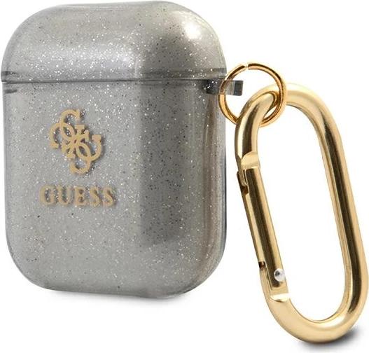 Mbështjellës Guess GUA2UCG4GK për AirPods 1/2, Glitter, i zi