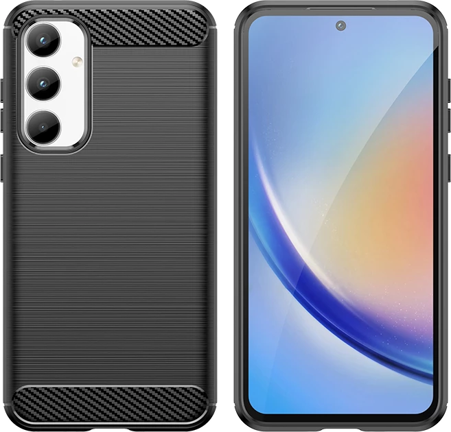 Mbështjellës Hurtel Carbon Case për Samsung Galaxy A35, i zi