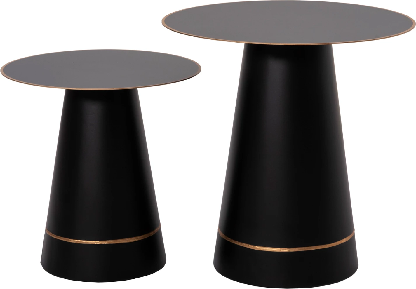 Tavolina kafeje 2 copë BALLI FH9996 rrethore metalike në të zezë Φ50 & Φ40 cm.