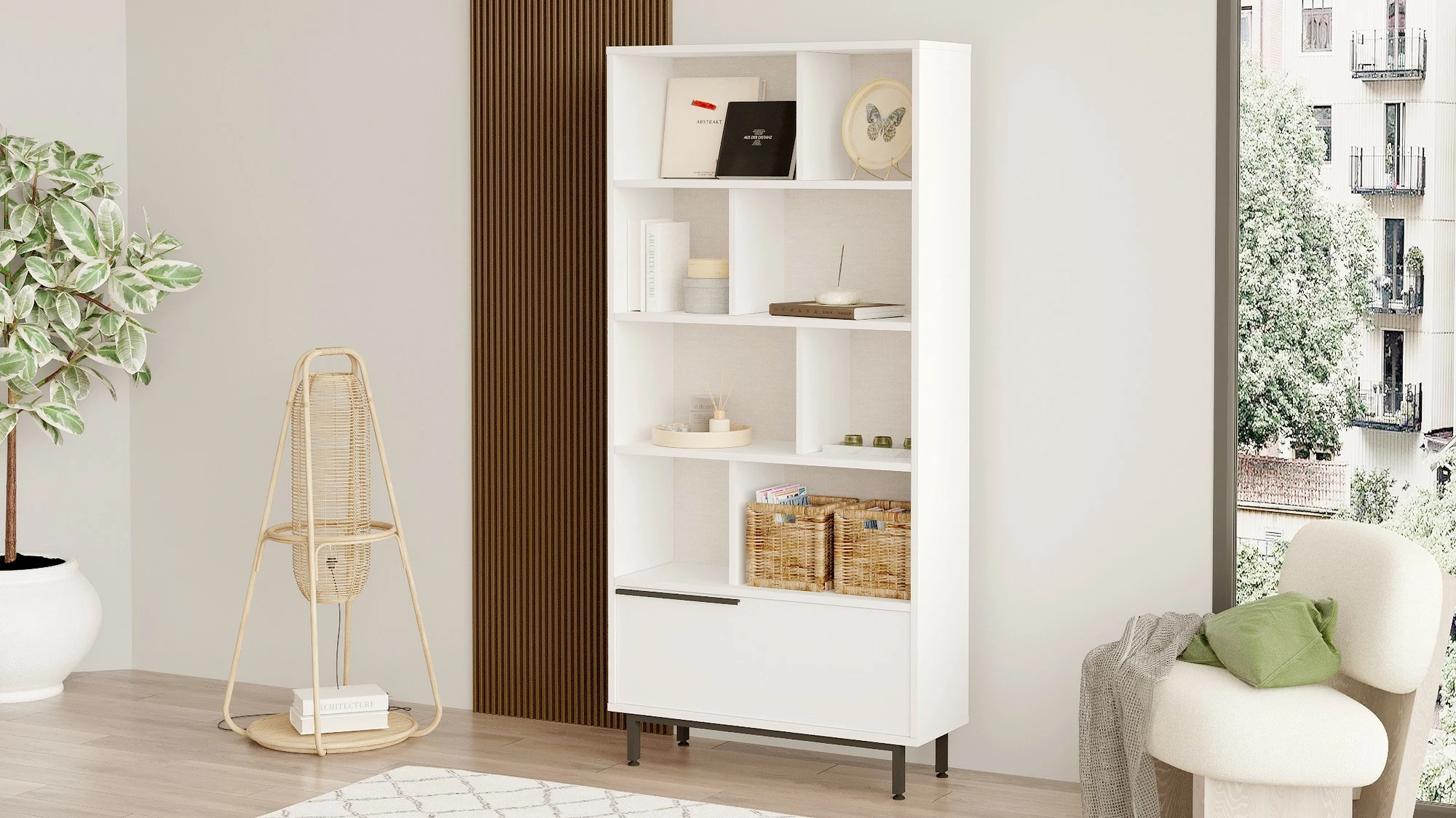 Raft librash Hanah Home, On4-W, ngjyrë e bardhë