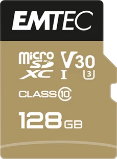 Kartë microSDXC, EMTEC, ECMSDM128GXC10SP, 128GB UHS-I U3 V30 A1 Class 10 SpeedIN Pro, ari