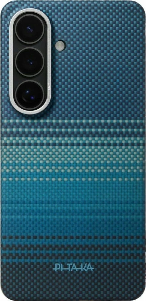 Mbështjellës PITAKA Edge Case për Samsung Galaxy S26, aramid, MagSafe, butona NFC të programueshëm, Moonrise blu