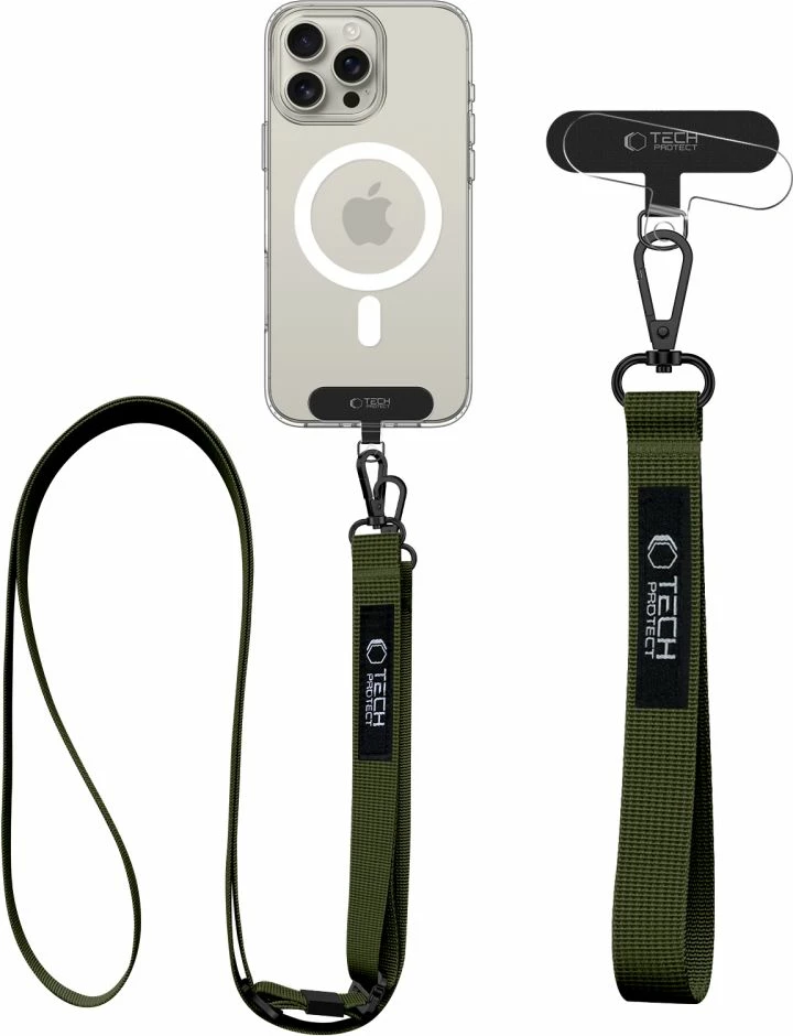 Litar për qafë dhe dorë për celular Tech-Protect C6S, me adapter, Olive set