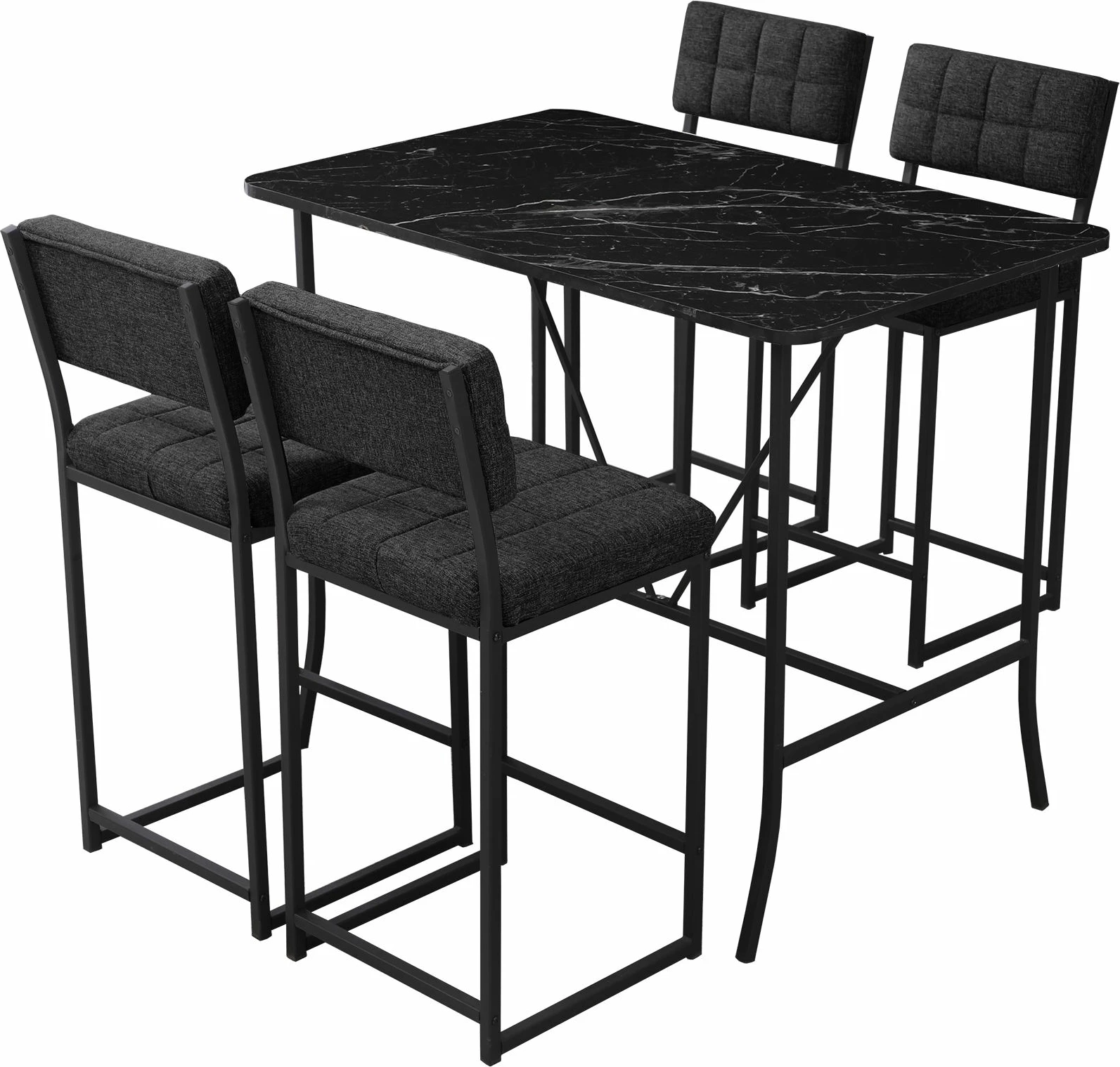 Set tavoline për bar me karrige, 5 copë, ngjyrë antracit dhe e zezë, Skye Decor
