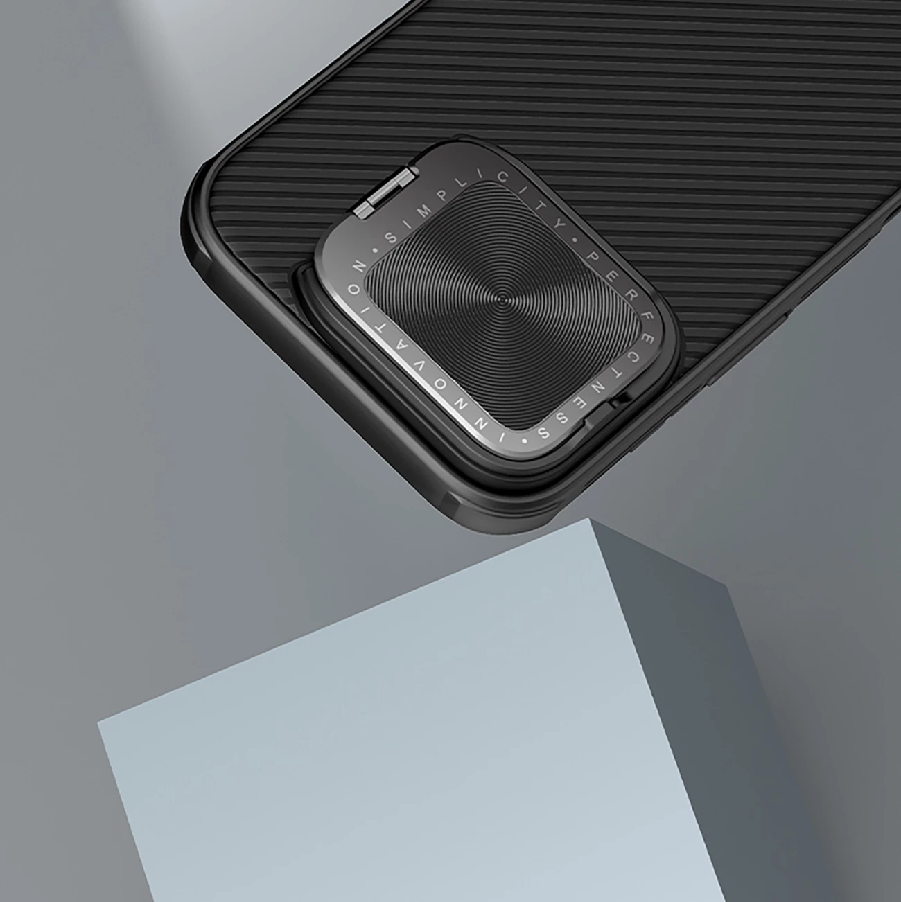 Mbështjellës Nillkin CamShield Prop Case për iPhone 16 Pro, me mbulesë kamere dhe mbajtëse, i zi