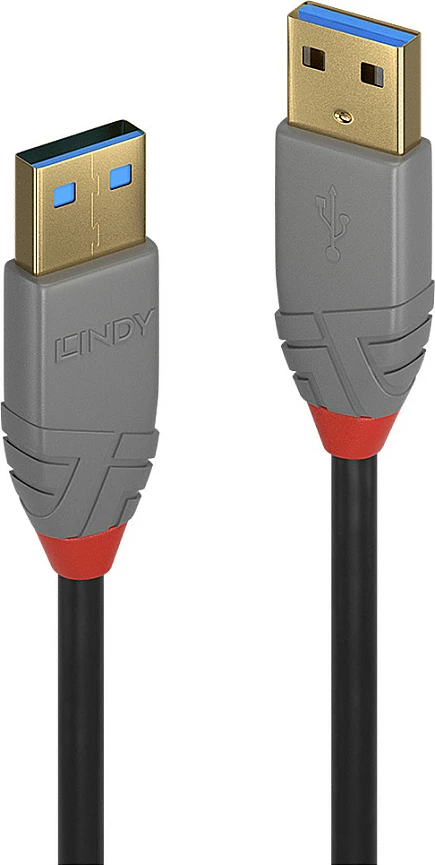Kabllo USB LINDY Anthra Line USB 3.2 Gen 1 A-A, 3 m, 5Gbps, zi/gri