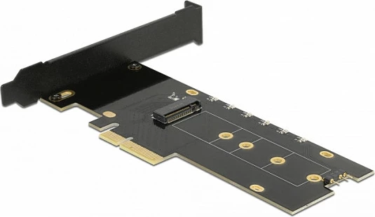 Kartë zgjerimi PCIe DeLOCK, adapter M.2 NVMe Key M me heatsink, Low Profile, PCIe 4.0, RGB, e zezë