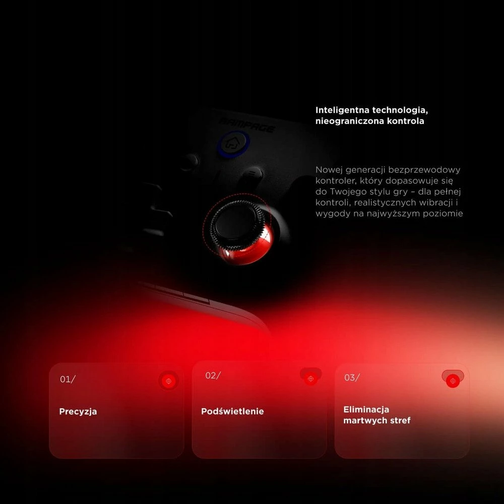 Gamepad Rampage Hydra HYDRA-BLACK me RGB, wireless/USB (Bluetooth/2.4GHz), 21 butona, për PC/Switch/telefon, i zi