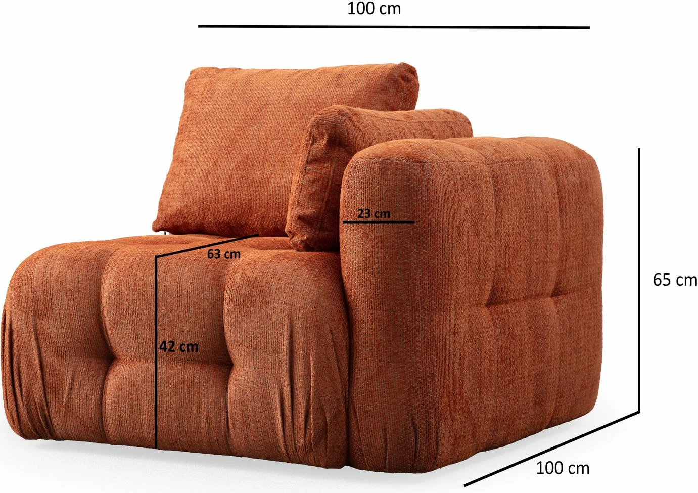 Këndare Amaris 3 vendëshe me pouffe, portokalli