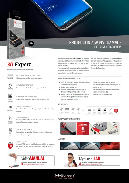 Folje mbrojtëse ekrani 3D MyScreen Protector Expert për Huawei Mate 20 Pro, 0.2 mm, transparente (MPN: 16792)