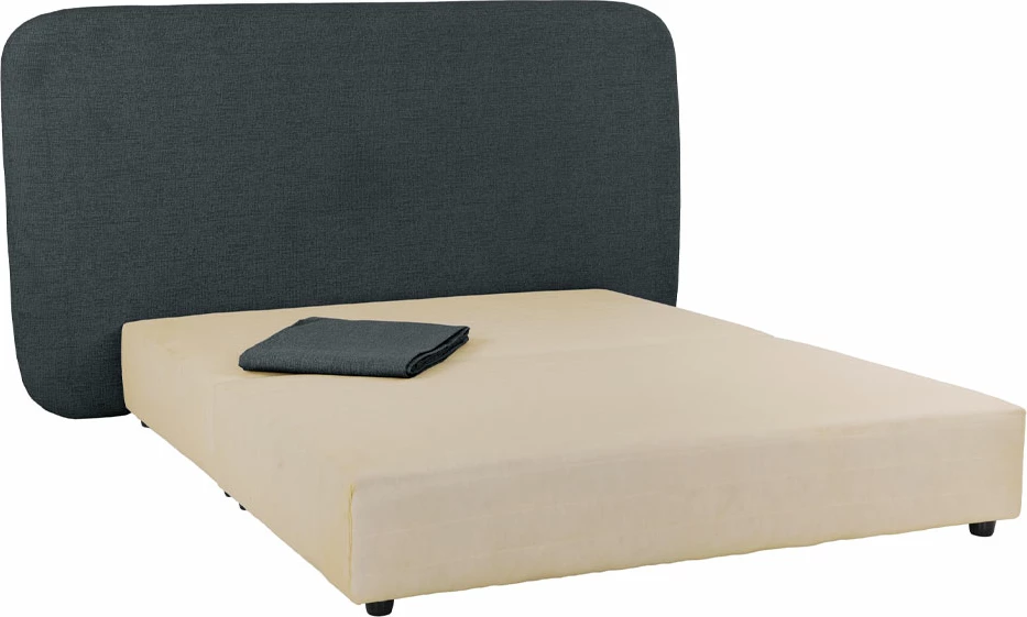 Krevat oval pa hapësirë magazinimi, për dyshek 160x200cm, ngjyrë antracit, 221x209x122