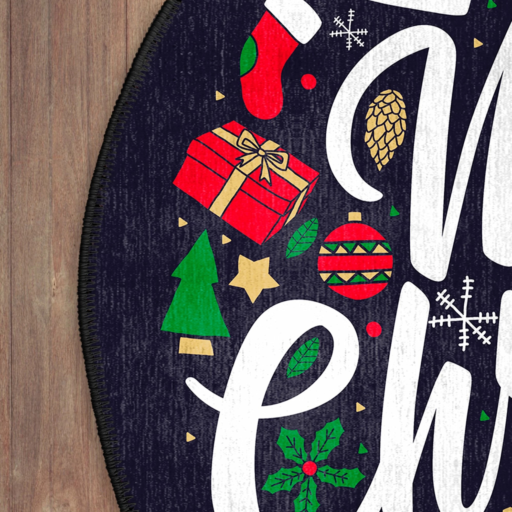 Qilim i rrumbullakët, shumëngjyrësh, motiv festash, 160x160cm, Conceptum Hypnose, Woobtny0333