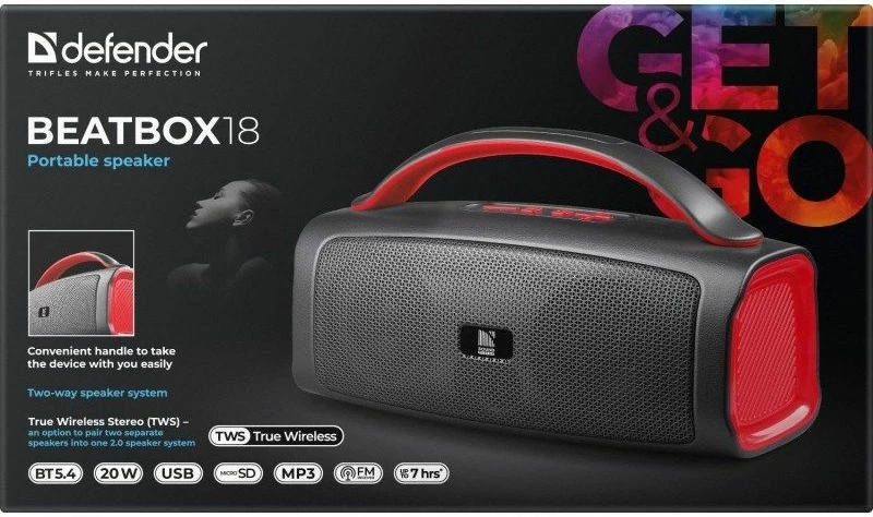 Altavoz bluetooth DEFENDER Beatbox 18 20W 65218, i zi