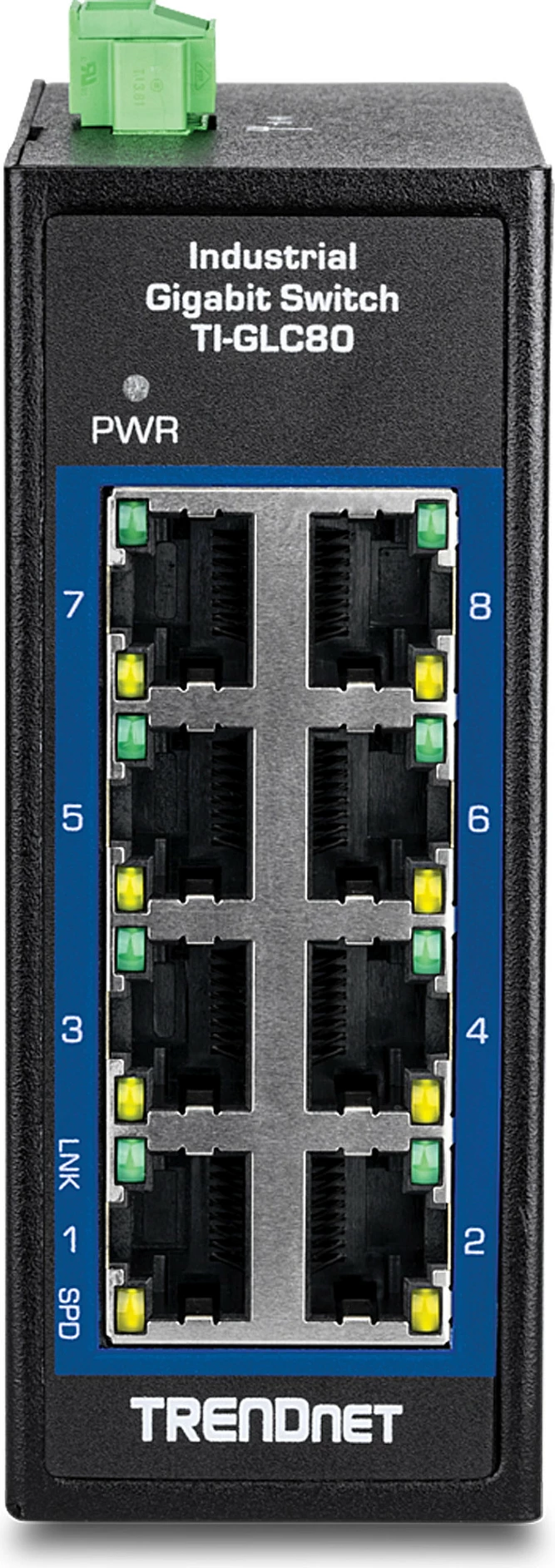 Switch industrial TRENDnet TI-GLC80, 8x Gigabit, Unmanaged, DIN-rail, IP30, DC 9.6-60V, i zi