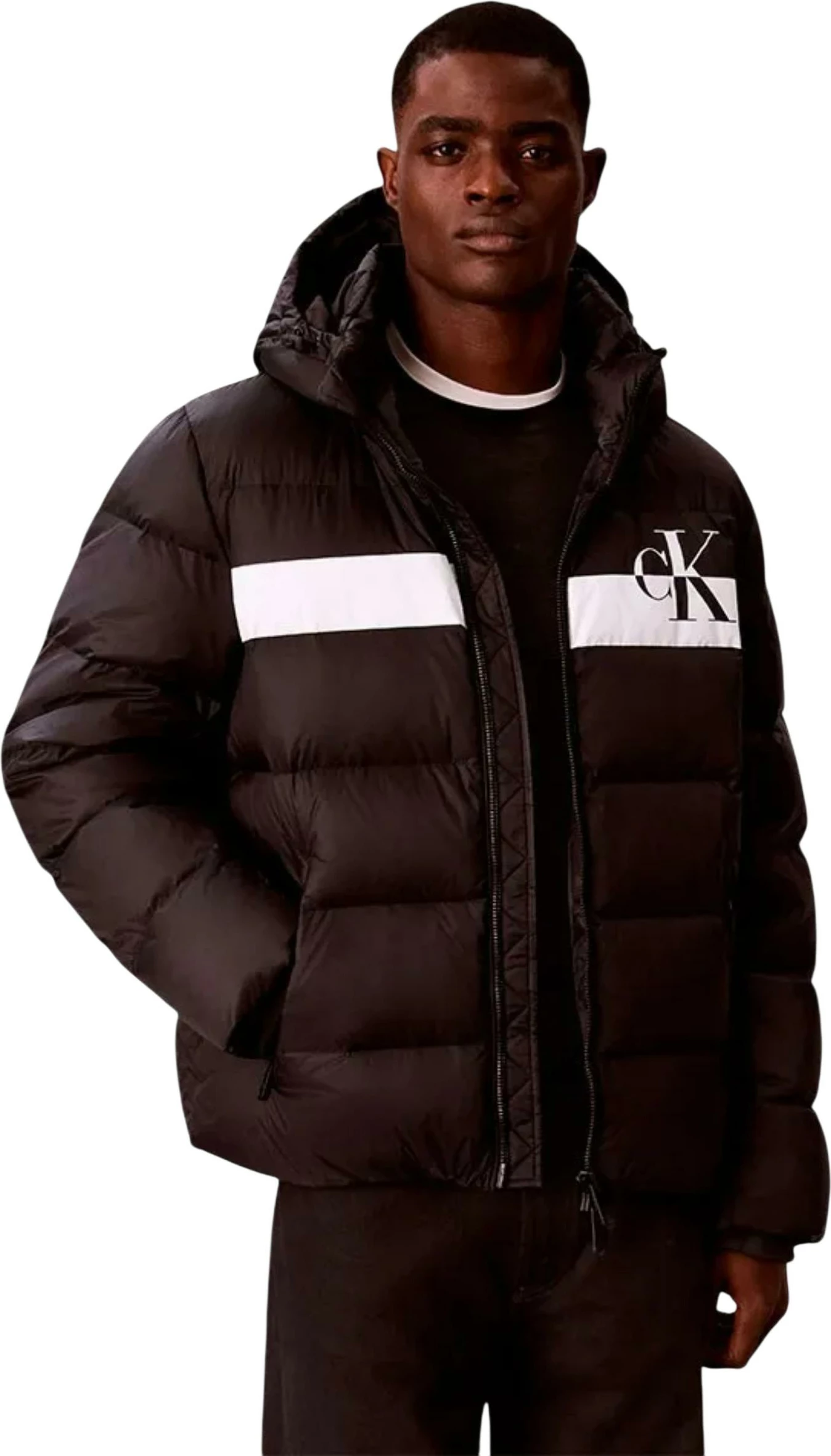 Jakne puffer Calvin Klein Jeans LV04RH502G për meshkuj, e zezë