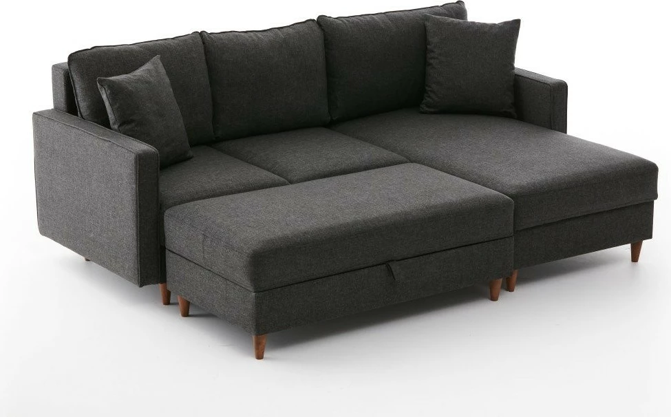Këndare Eva, ngjyrë antracit, me pouf, Atelier del Sofa