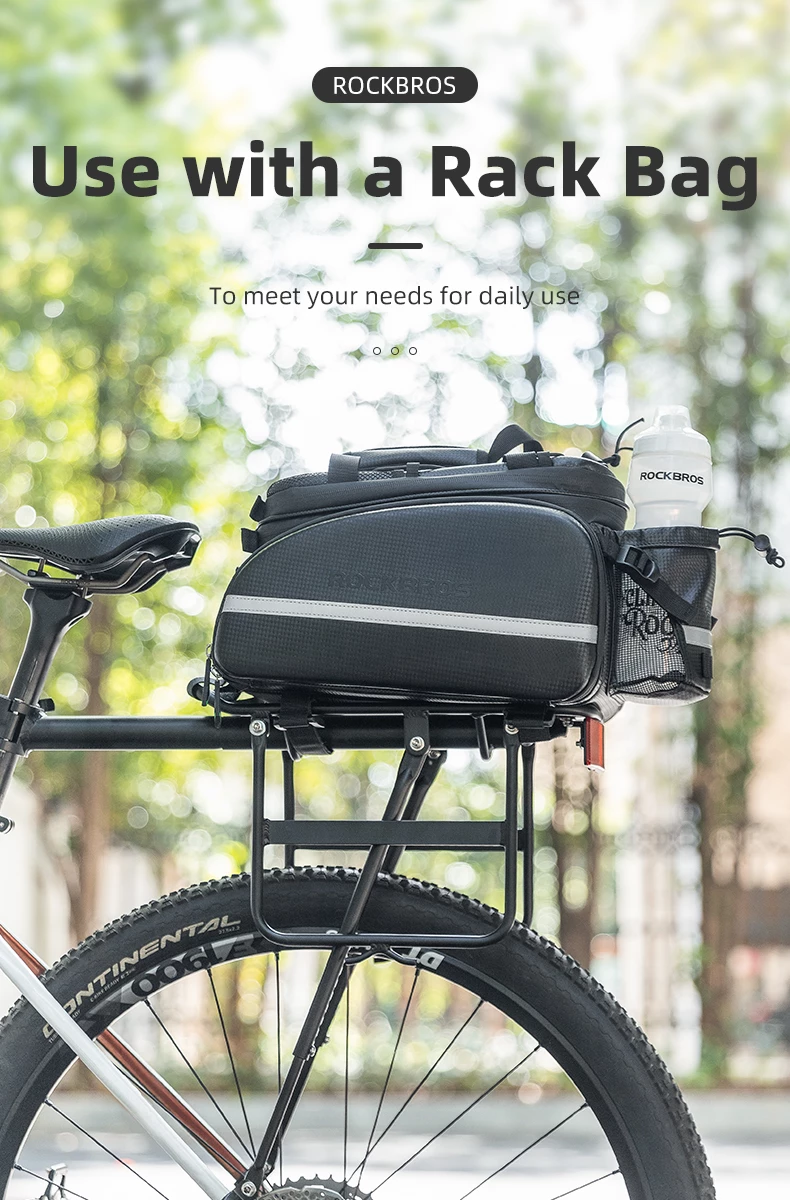 Raft biçiklete Rockbros 33210004001 me rafte dhe dritë LED, e zezë