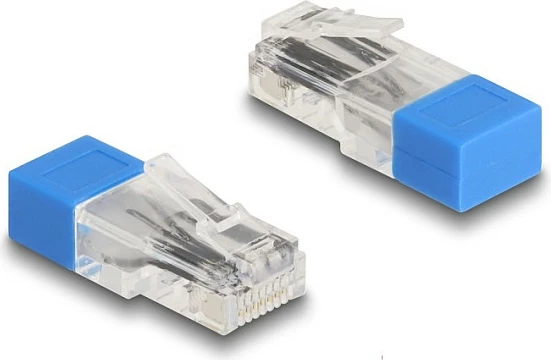 Konektor RJ45 DeLOCK, rezistor terminues 120 Ω, mashkull, i drejtë, blu