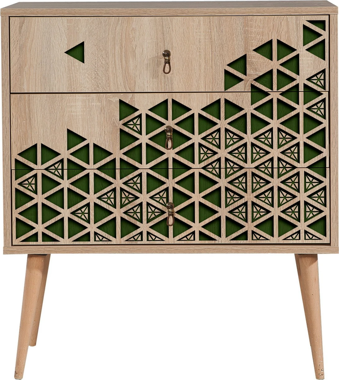 Komodë moderne Skye Decor, ngjyrë lisi Sonoma, Trio - 121