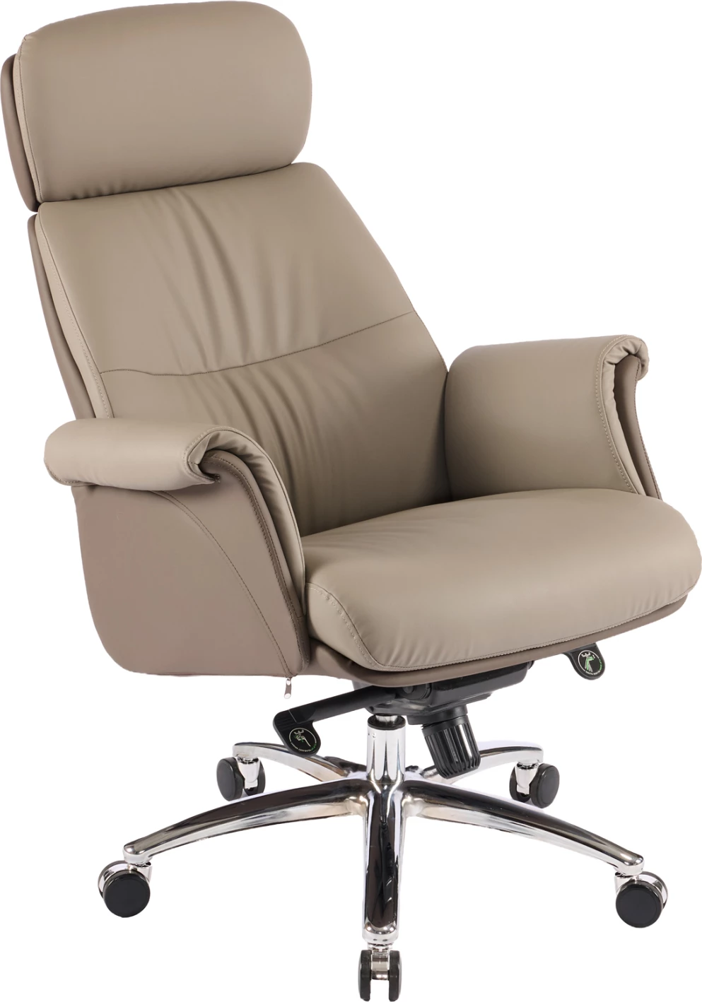 Karrige zyre ekzekutive TOMLIN, lëkurë PU bezhë-kafe, bazë e kromuar, 72x74x128cm