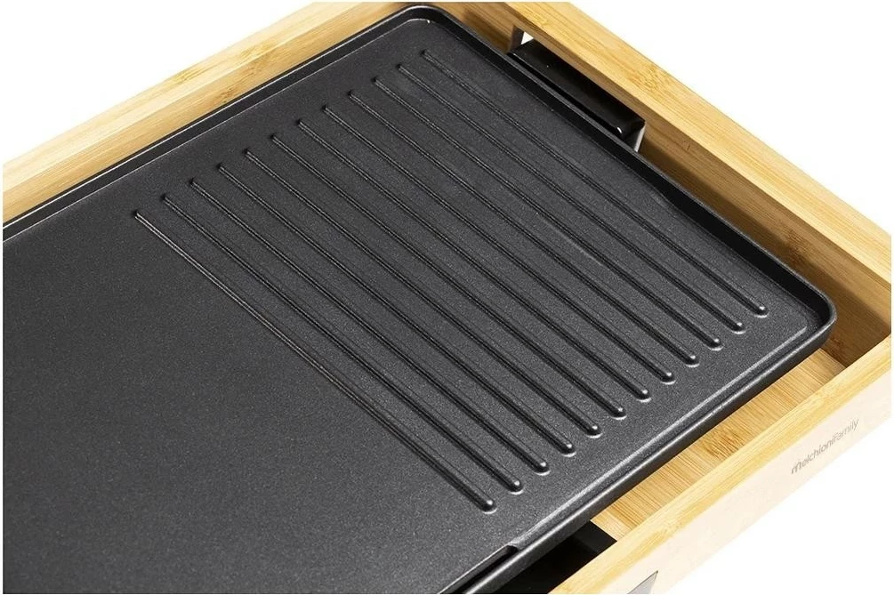Grill tavoline elektrik Melchioni Bamboo Grill 118380030, 1800W, bambu, kafe