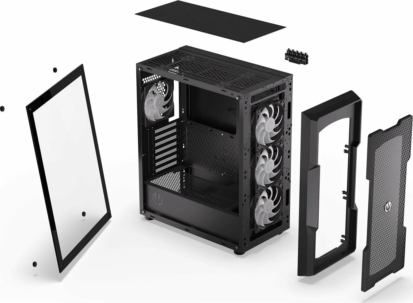 Kasë Endorfy Regnum 400 ARGB (EY2A009) Midi Tower ATX, panel xhami i temperuar, 4x 120mm PWM ARGB fan, e zezë