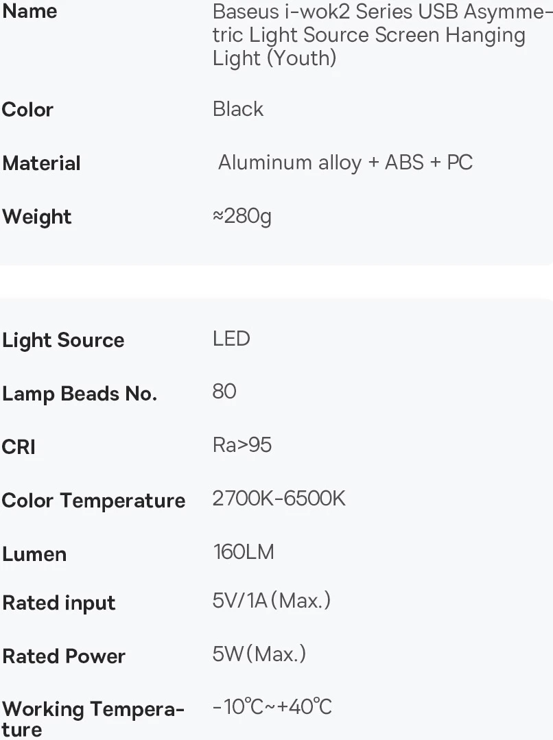 Llambë LED për monitor Baseus i-wok2, DGIW000101, e zezë