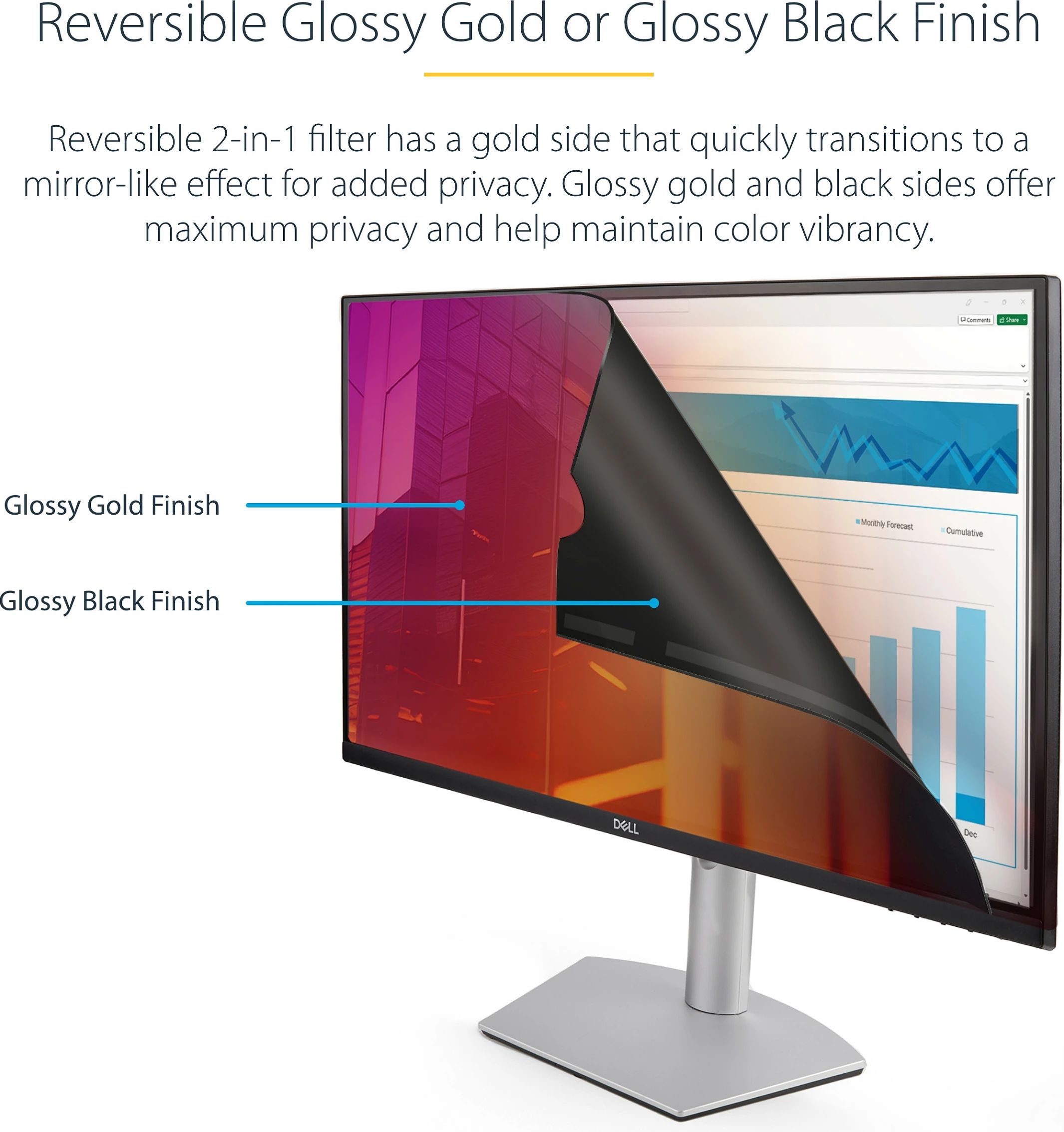 Filtër privatësie për monitor StarTech 24" 16:10, Gold/Black