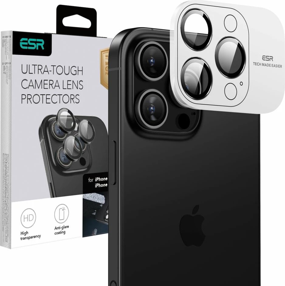 Mbrojtës xhami për kamerë ESR Armorite për iPhone 16 Pro / 16 Pro Max, Zi