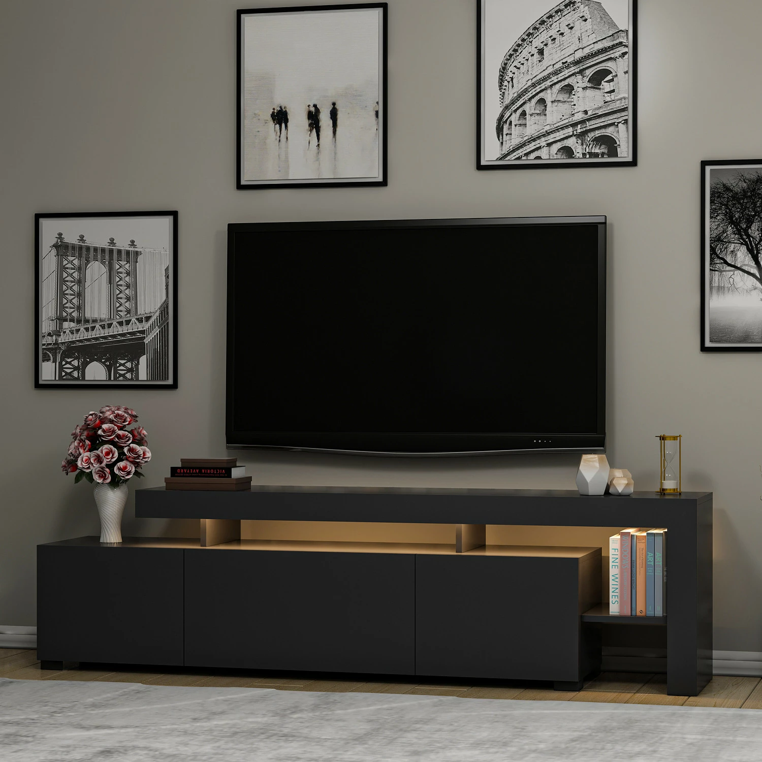 Komodë TV Skye Decor, ngjyrë antracit, Beliz