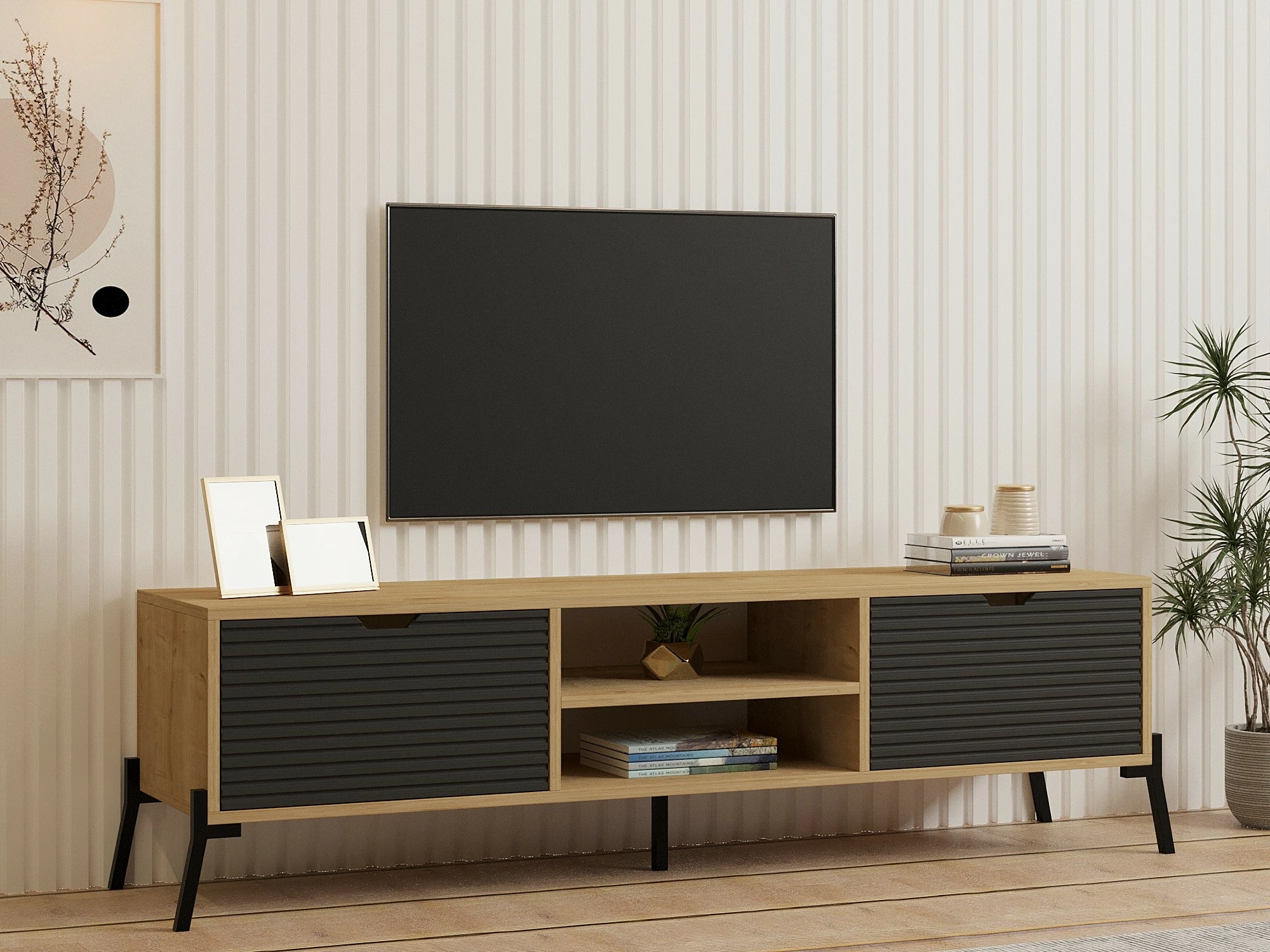 Komodë TV Skye Decor, ngjyrë lis safir, antracit