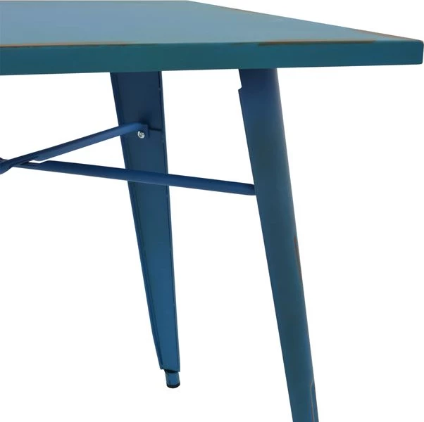 Tavolinë ngrënieje metalike, ngjyrë patinë blu, FH0608.88, 80x80x76 cm