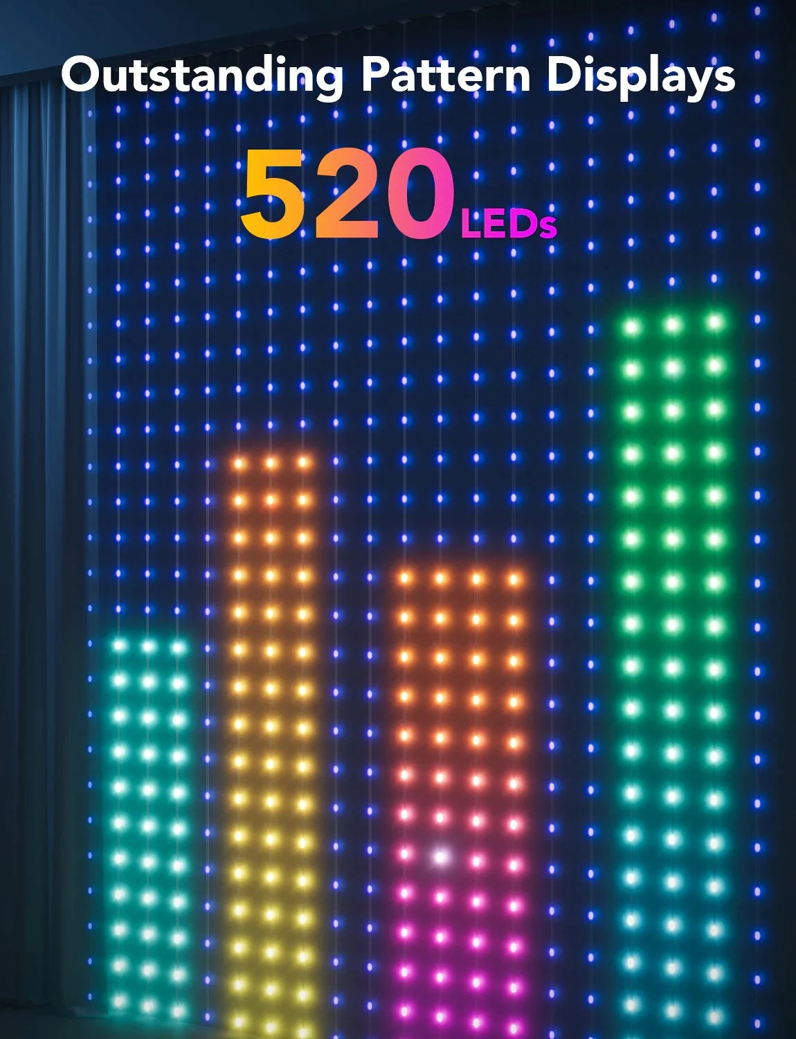 Drita perde LED Govee Curtain Lights 2m x 1.5m, RGB, kontroll me aplikacion