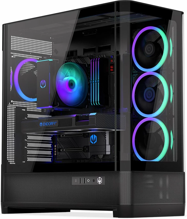 Kasë Endorfy Aquarius 8000 Corona EY2A021, midi tower, e-ATX/ATX, me xham panoramik, USB-C, e zezë