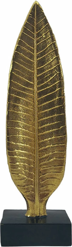 Dekor gjethe DESSA, ari e zi, 9x5x31cm