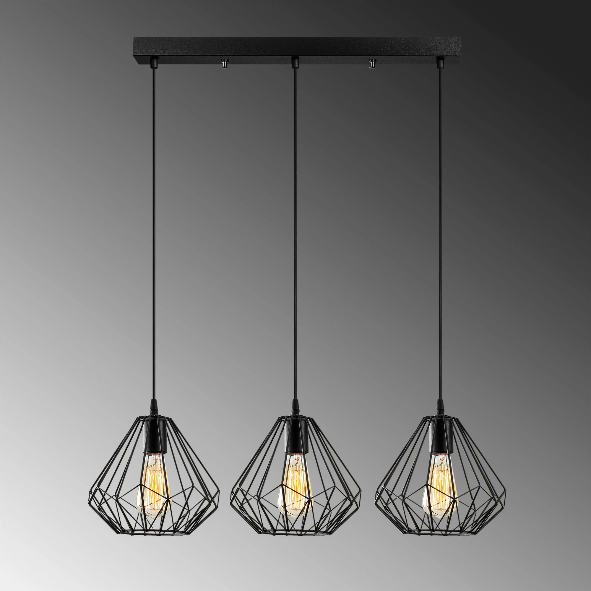 Llambë tavani Opviq, Diamond, e zezë, 3 copë, 73x117cm