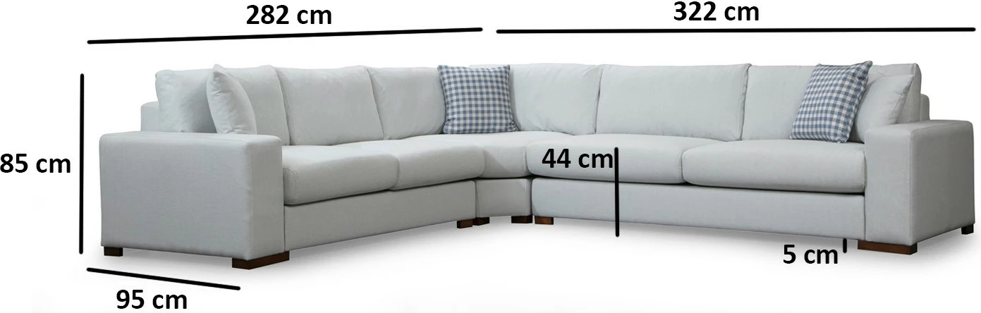 Këndare Atelier del Sofa, Loop 20, ngjyrë bezhë, këmbë druri arre, 282x322cm