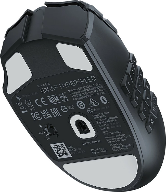 Maus Razer Naga V2 HyperSpeed, wireless + Bluetooth, 30000 DPI, i zi