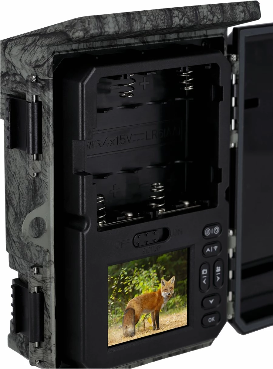 Kamerë survejimi Rollei 40536 4K/48MP, night vision, Wi‑Fi, IP66, me panel solar, kamuflazh