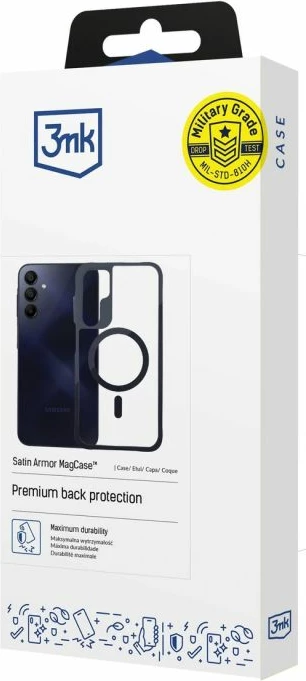 Kapak telefoni 3mk Satin Armor MagCase për Samsung Galaxy A15 5G, transparent