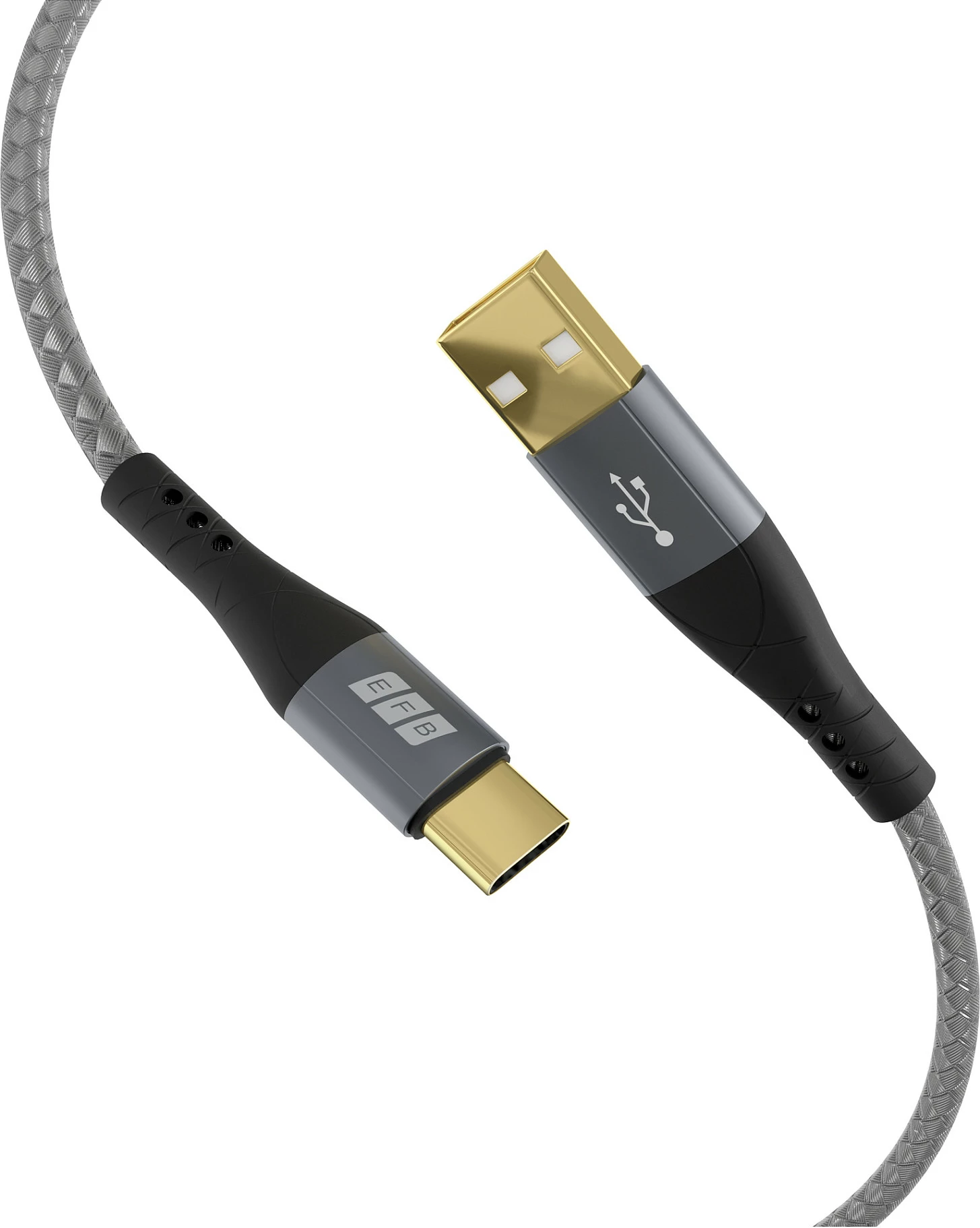 Kabl USB-A në USB-C EFB Elektronik USB-AC-00002, 1 m, 60W USB PD, i thurur, zi/gri