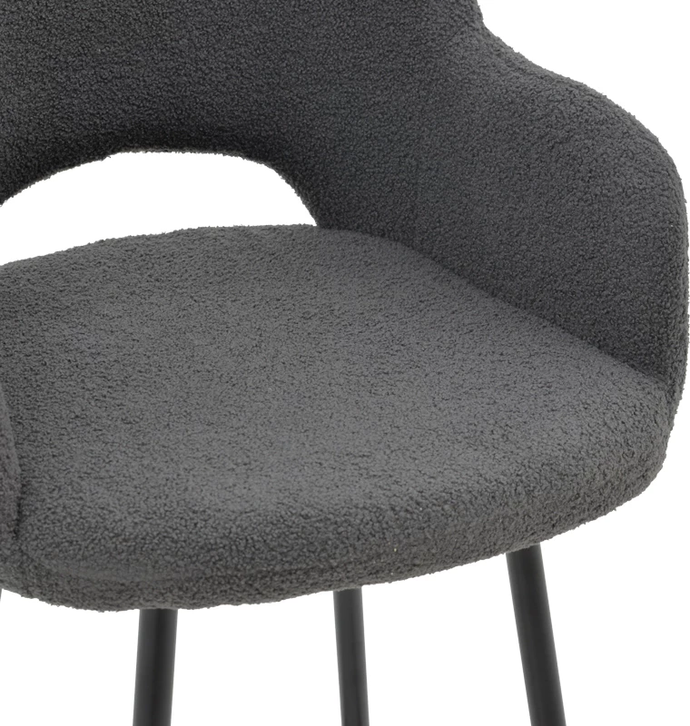 Karrige për bar Renish bouclé ngjyrë gri-këmbë metalike të zeza 51x57x114cm