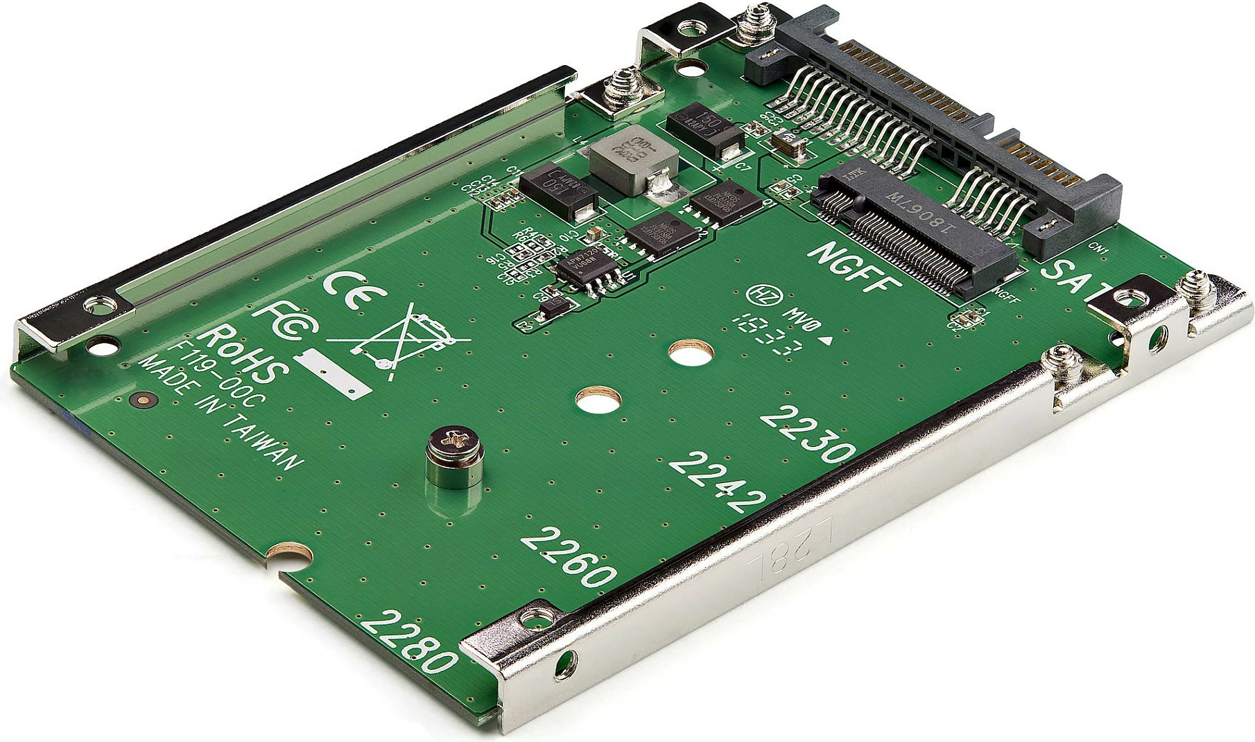 Adapter StarTech SAT32M225, M.2 SATA (NGFF) në 2.5" SATA, SATA III 6Gbps, 7mm, jeshile