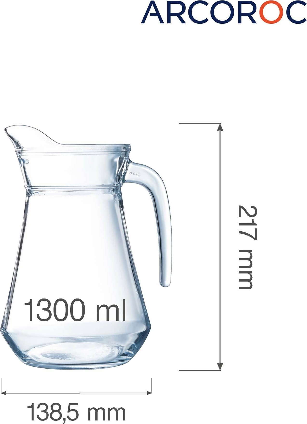 Kanicë qelqi Arcoroc ARC 1.3 L transparente, set 6 copë